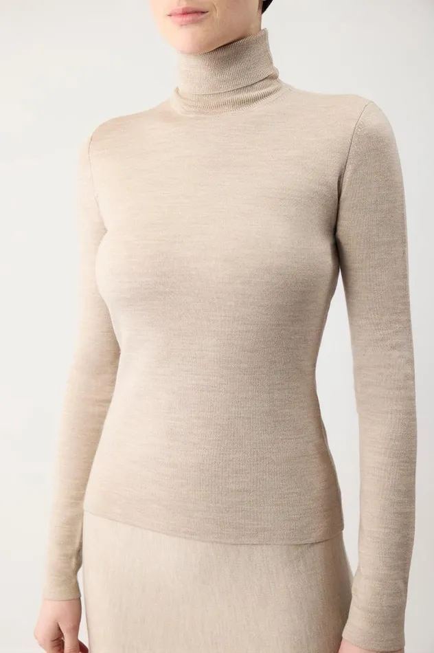 Women Sweaters and Turtlenecks Gabriela Hearst May Knit Turtleneck In Oatmeal Merino Wool Cashmere