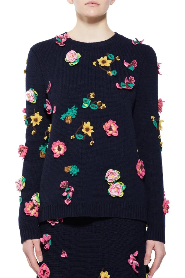 Women Sweaters and Turtlenecks Gabriela Hearst Nola Knit Sweater In Dark Navy Cashmere