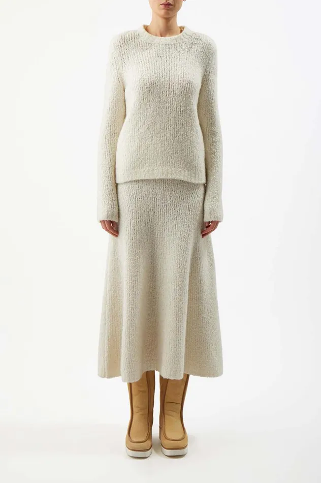 Women Sweaters and Turtlenecks Gabriela Hearst Philippe Knit Sweater In Ivory Cashmere Boucle