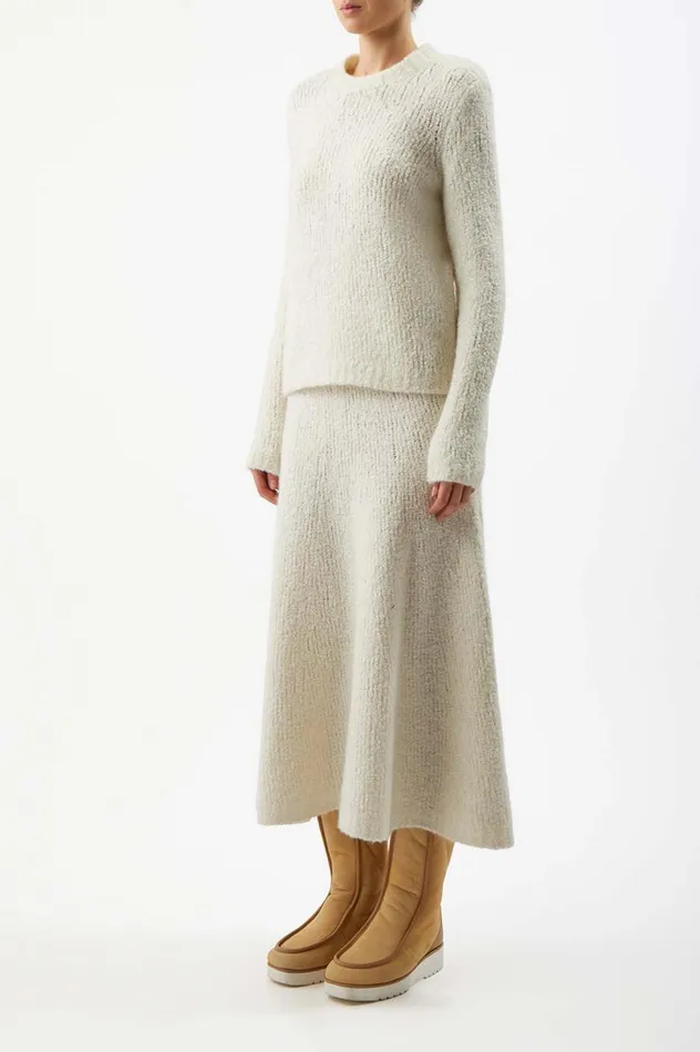 Women Sweaters and Turtlenecks Gabriela Hearst Philippe Knit Sweater In Ivory Cashmere Boucle
