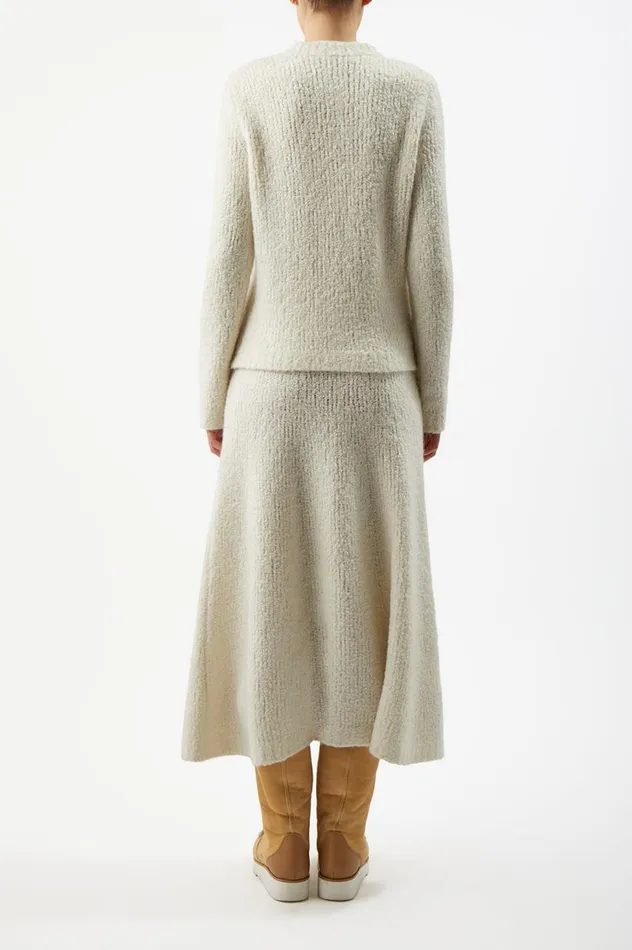 Women Sweaters and Turtlenecks Gabriela Hearst Philippe Knit Sweater In Ivory Cashmere Boucle