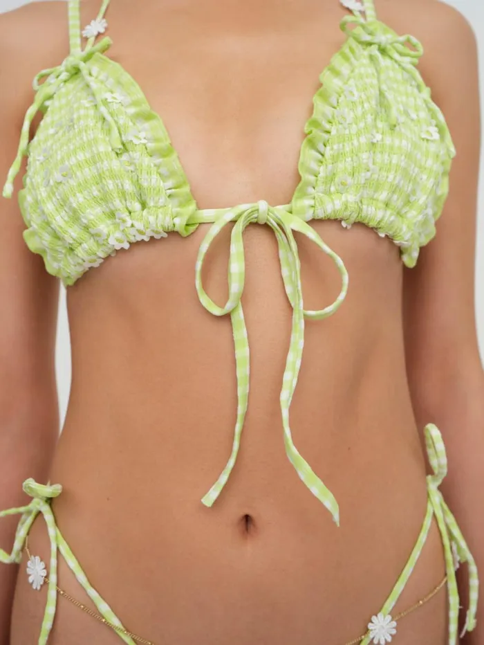 Women Swim For Love and Lemons Hilary Triangle Bikini Top Green