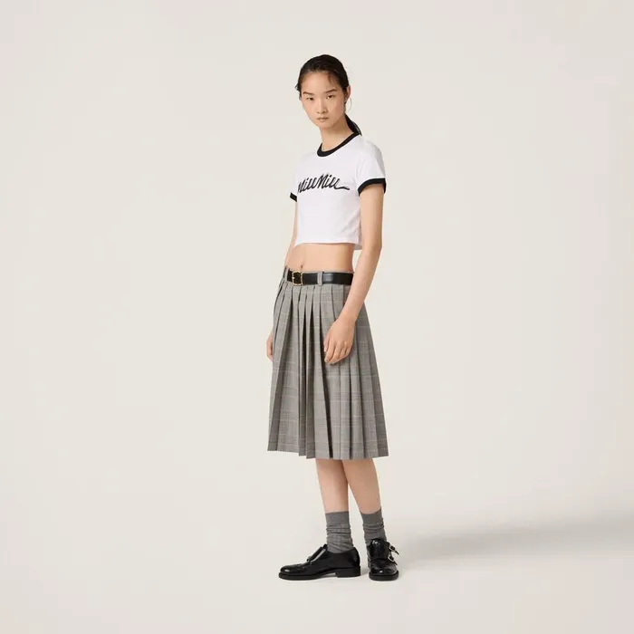 Women TShirts And Sweatshirts Miu Miu Cotton Jersey Tshirt With Printed Logo Whiteblack Women TShirts And Sweatshirts Miu Miu Cotton Jersey Tshirt With Printed Logo Whiteblack