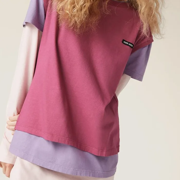 Women TShirts And Sweatshirts Miu Miu Set Of 3 Jersey Tshirts Alabasterlilacmauve Women TShirts And Sweatshirts Miu Miu Set Of 3 Jersey Tshirts Alabasterlilacmauve