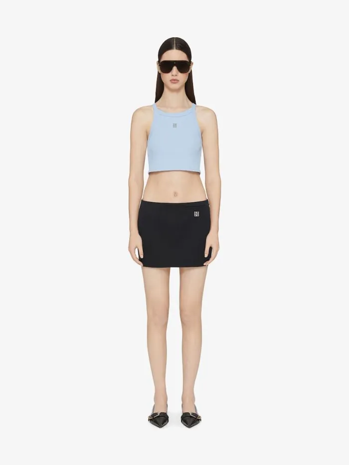 Women TShirts Givenchy Cropped Tank Top In Cotton With 4G Detail Sky Blue