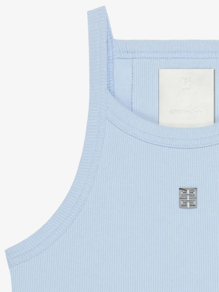 Women TShirts Givenchy Cropped Tank Top In Cotton With 4G Detail Sky Blue