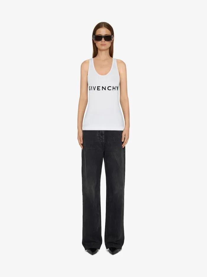 Women TShirts Givenchy GIVENCHY Archetype Slim Fit Tank Top In Cotton Whiteblack