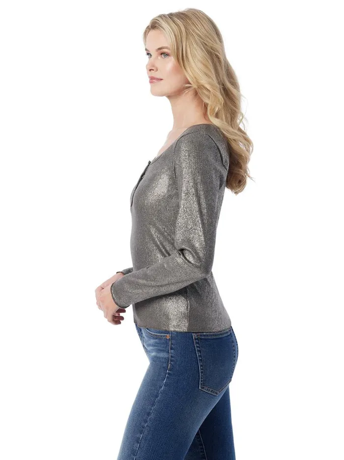 Women Tahani Henley Top In Silver Grey Jessica Simpson Tops and Tees
