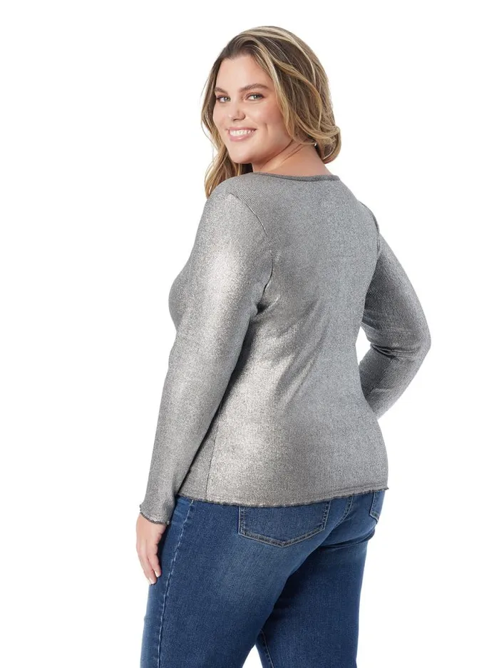 Women Tahani Henley Top In Silver Grey Jessica Simpson Tops and Tees