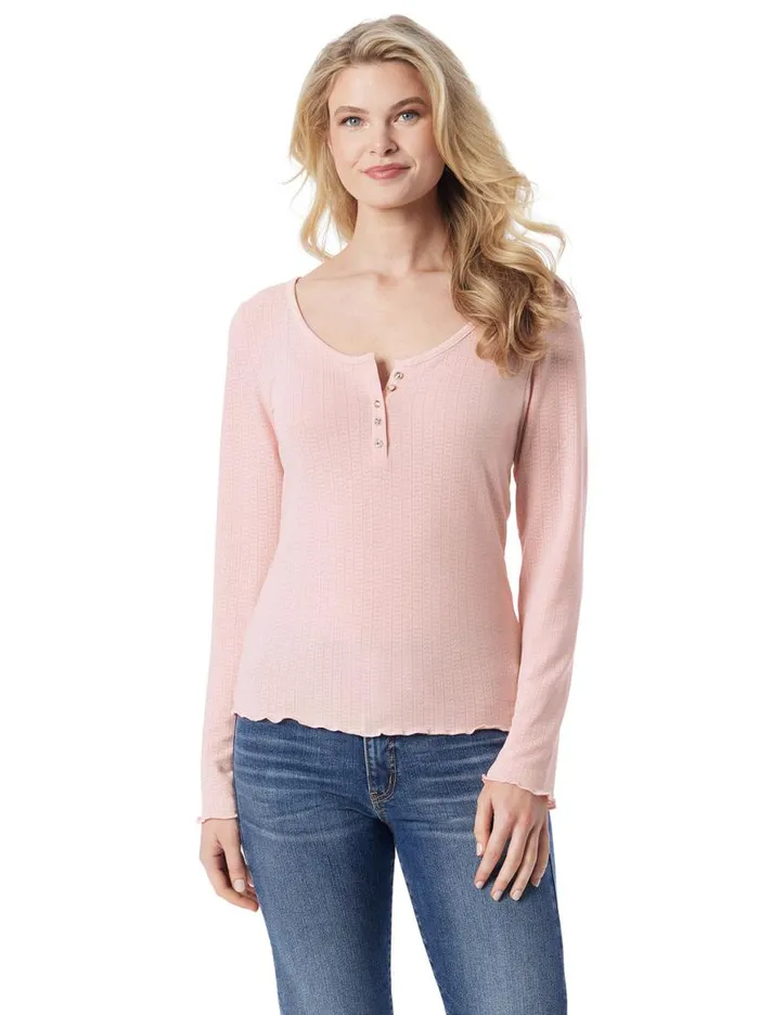 Women Tahani Henley Top In Silver Pink Jessica Simpson Tops and Tees