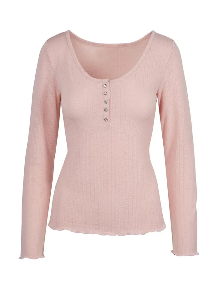 Women Tahani Henley Top In Silver Pink Jessica Simpson Tops and Tees