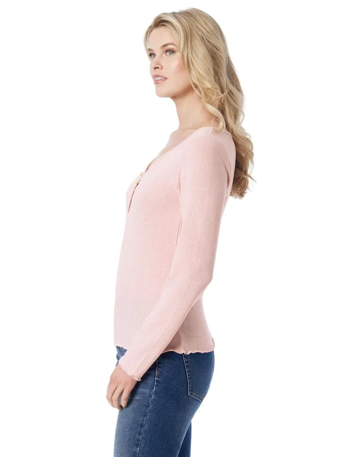 Women Tahani Henley Top In Silver Pink Jessica Simpson Tops and Tees