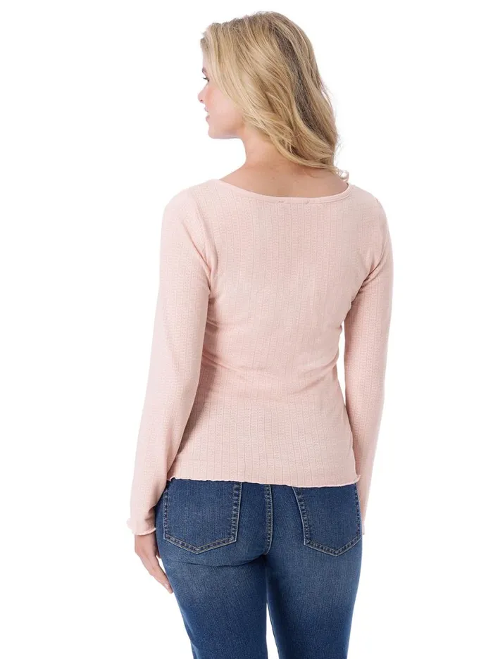 Women Tahani Henley Top In Silver Pink Jessica Simpson Tops and Tees