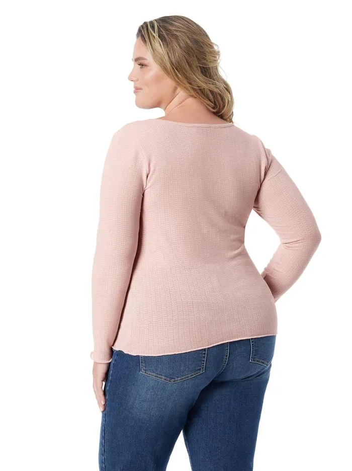 Women Tahani Henley Top In Silver Pink Jessica Simpson Tops and Tees