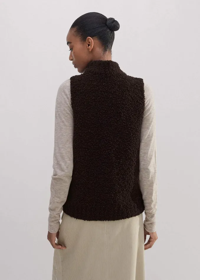 Women Teddy Merino Boucl TwoWay Zip Vest Double Espresso MEEM