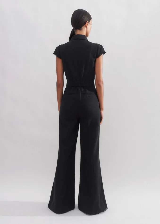 Women Textured Jumpsuit Black MEEM