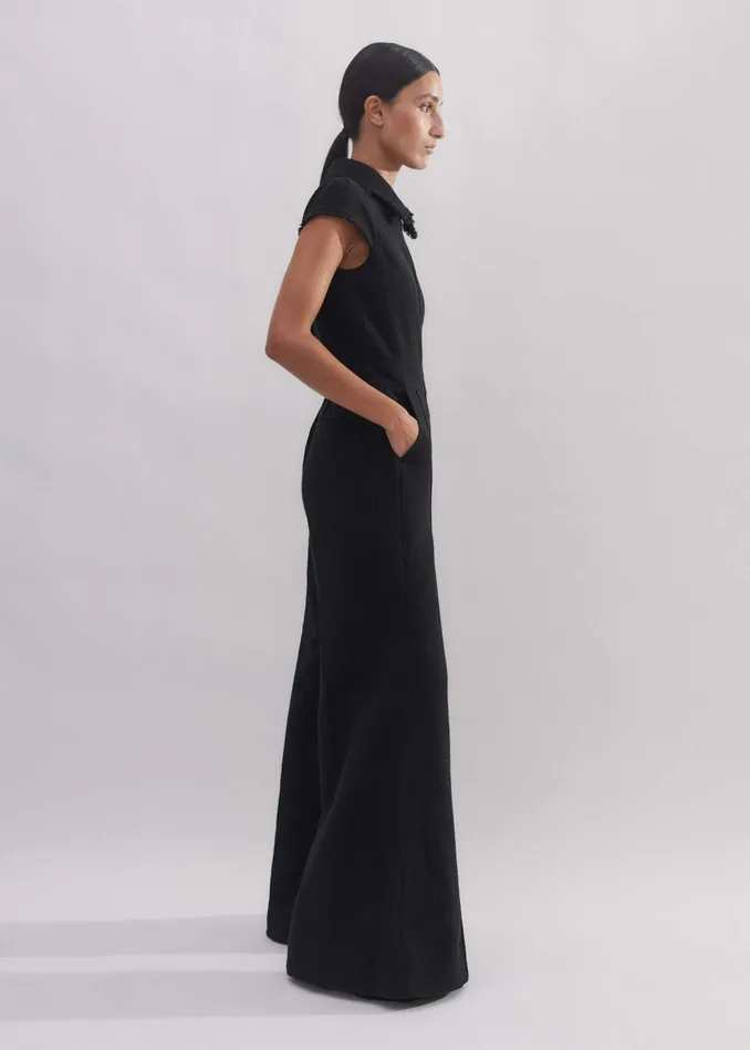 Women Textured Jumpsuit Black MEEM