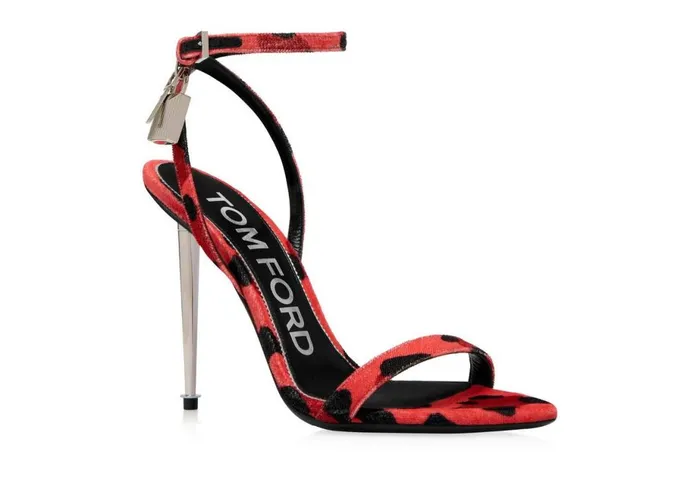 Women The Padlock Tom Ford Leopard Print Velvet Padlock Pointy Naked Sandal Candy Redblack Women The Padlock Tom Ford Leopard Print Velvet Padlock Pointy Naked Sandal Candy Redblack