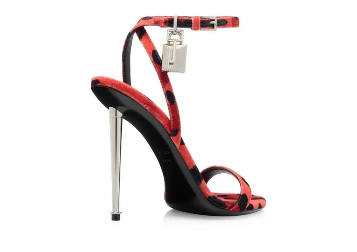 Women The Padlock Tom Ford Leopard Print Velvet Padlock Pointy Naked Sandal Candy Redblack Women The Padlock Tom Ford Leopard Print Velvet Padlock Pointy Naked Sandal Candy Redblack