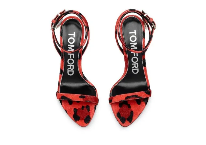 Women The Padlock Tom Ford Leopard Print Velvet Padlock Pointy Naked Sandal Candy Redblack Women The Padlock Tom Ford Leopard Print Velvet Padlock Pointy Naked Sandal Candy Redblack