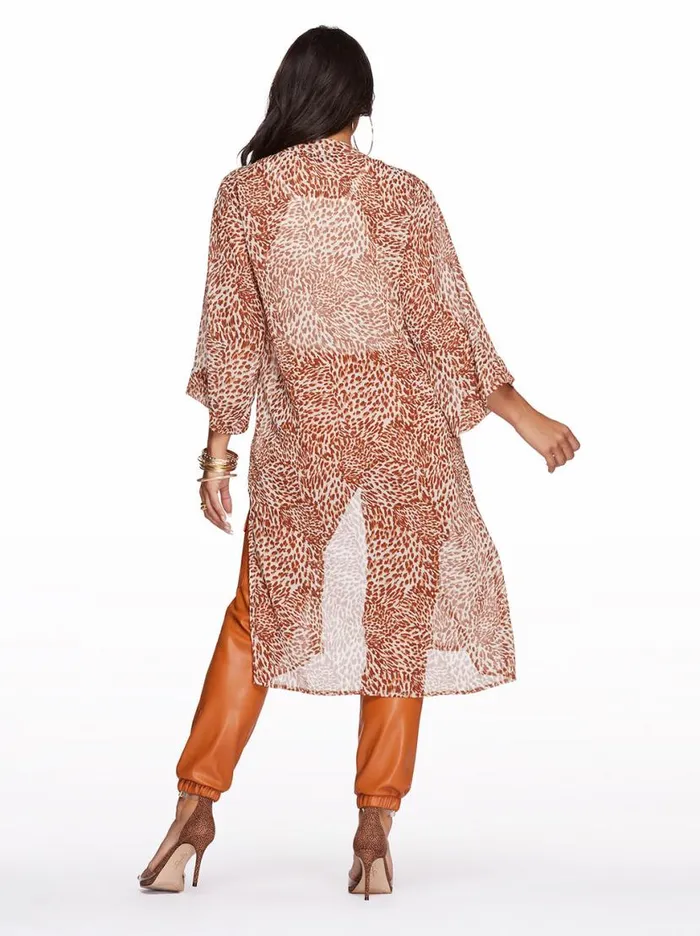Women Tina Kimono In Leopard Swirl Jessica Simpson Jackets Blazers and Kimonos