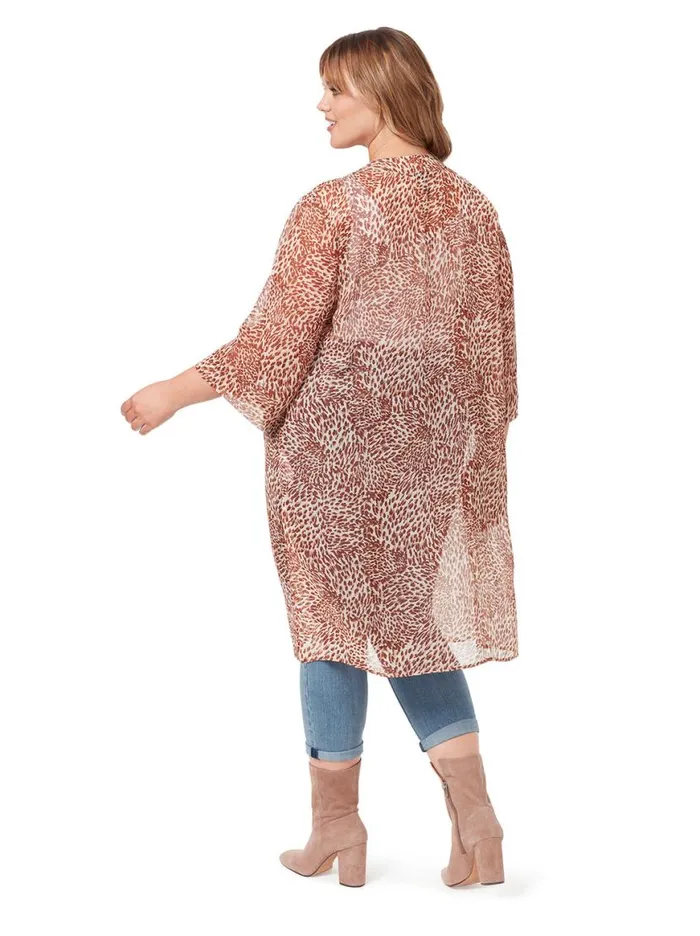 Women Tina Kimono In Leopard Swirl Jessica Simpson Jackets Blazers and Kimonos