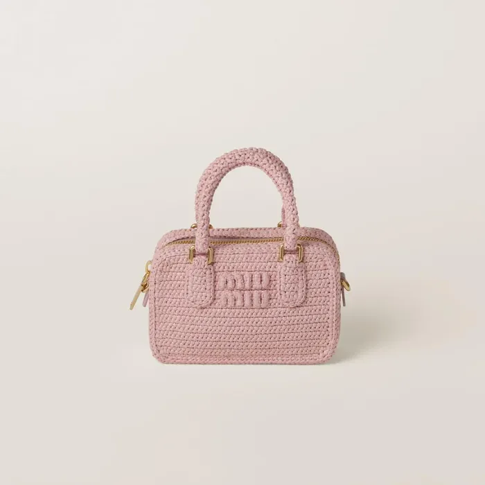 Women Top Handles Miu Miu Arcadie Crochet Bag Alabaster Pink