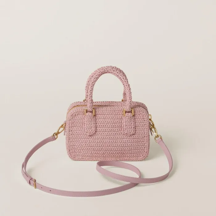 Women Top Handles Miu Miu Arcadie Crochet Bag Alabaster Pink Women Top Handles Miu Miu Arcadie Crochet Bag Alabaster Pink