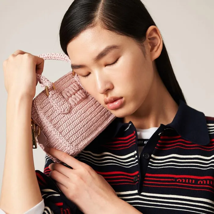 Women Top Handles Miu Miu Arcadie Crochet Bag Alabaster Pink Women Top Handles Miu Miu Arcadie Crochet Bag Alabaster Pink