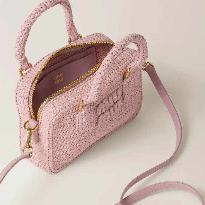 Women Top Handles Miu Miu Arcadie Crochet Bag Alabaster Pink Women Top Handles Miu Miu Arcadie Crochet Bag Alabaster Pink