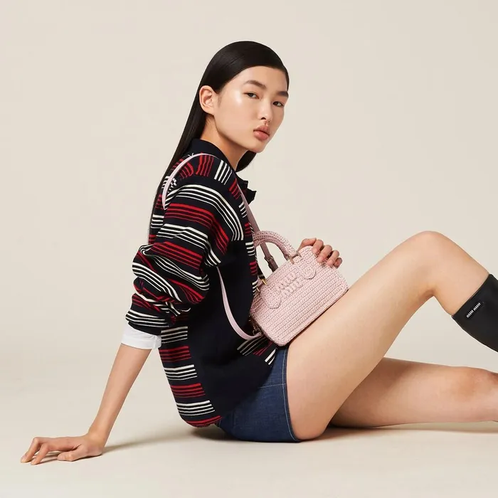 Women Top Handles Miu Miu Arcadie Crochet Bag Alabaster Pink Women Top Handles Miu Miu Arcadie Crochet Bag Alabaster Pink