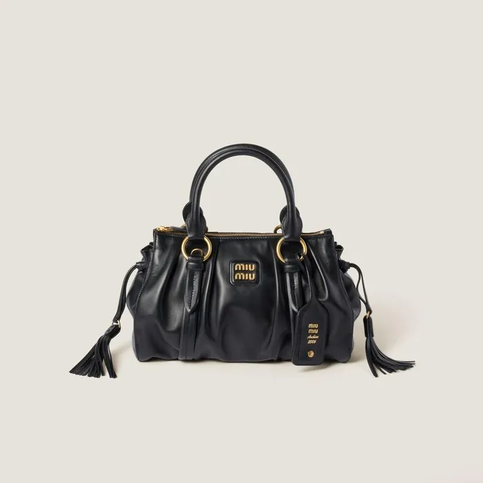 Women Top Handles Miu Miu Joie Nappa Leather Bag Black