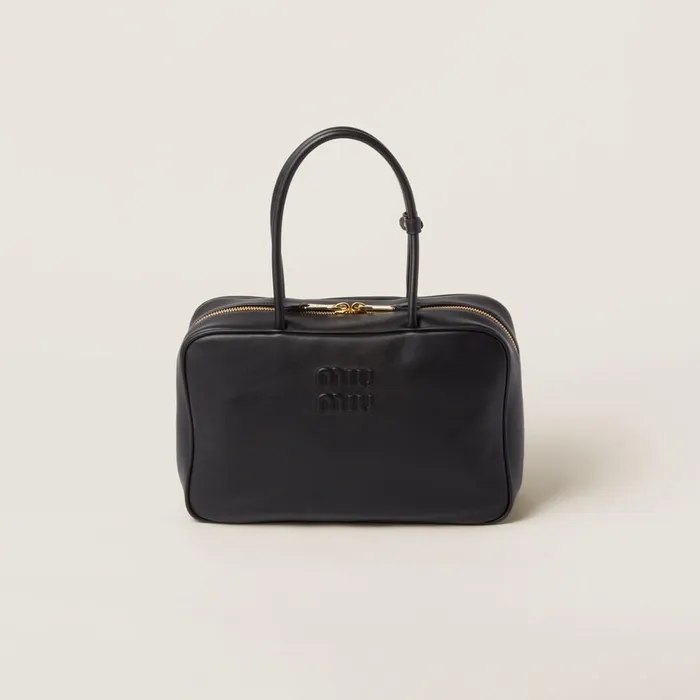 Women Top Handles Miu Miu Leather Beau Bag Black