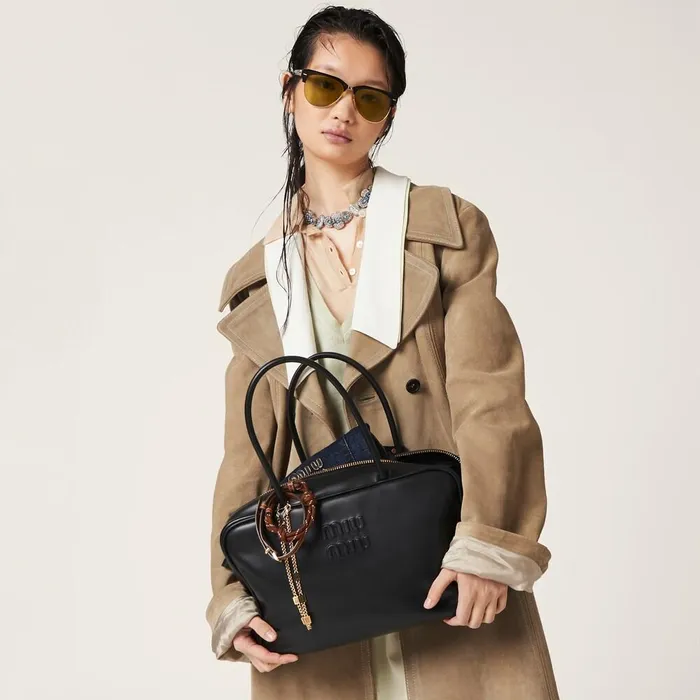 Women Top Handles Miu Miu Leather Beau Bag Black Women Top Handles Miu Miu Leather Beau Bag Black