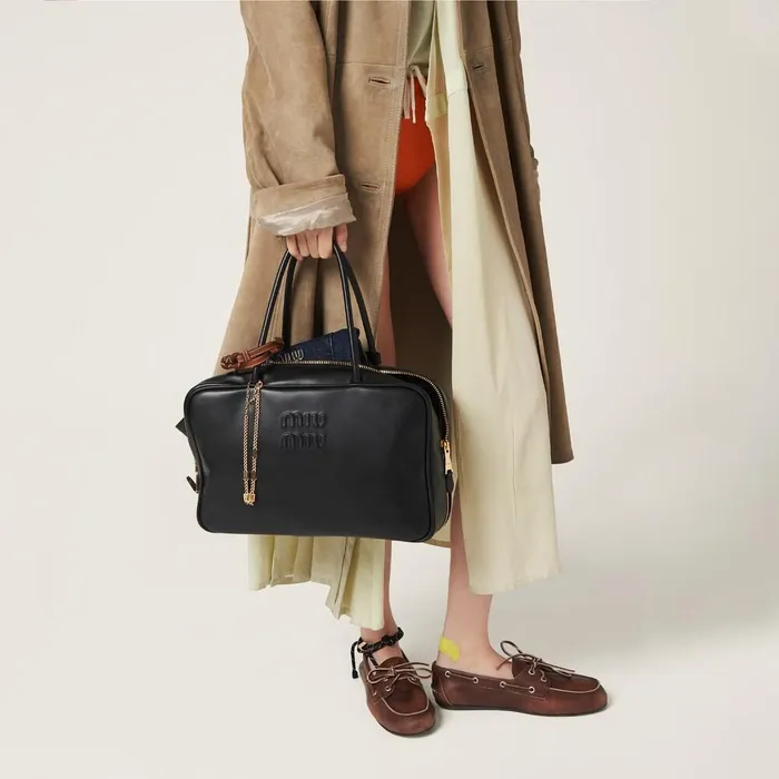 Women Top Handles Miu Miu Leather Beau Bag Black Women Top Handles Miu Miu Leather Beau Bag Black
