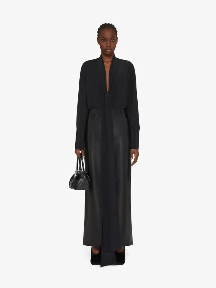 Women Tops and Shirts Givenchy Blouse In Silk With Long Removable Lavalliere Black
