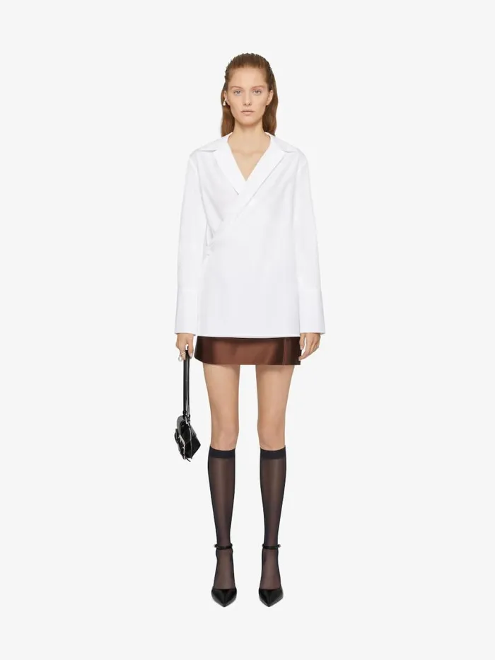 Women Tops and Shirts Givenchy Wrap Shirt In Poplin White