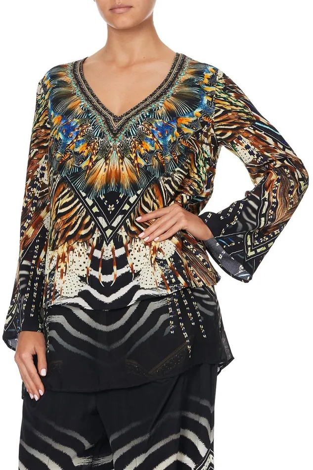 Women Tops Camilla Blouse With Side Split Underlay Lost Paradise