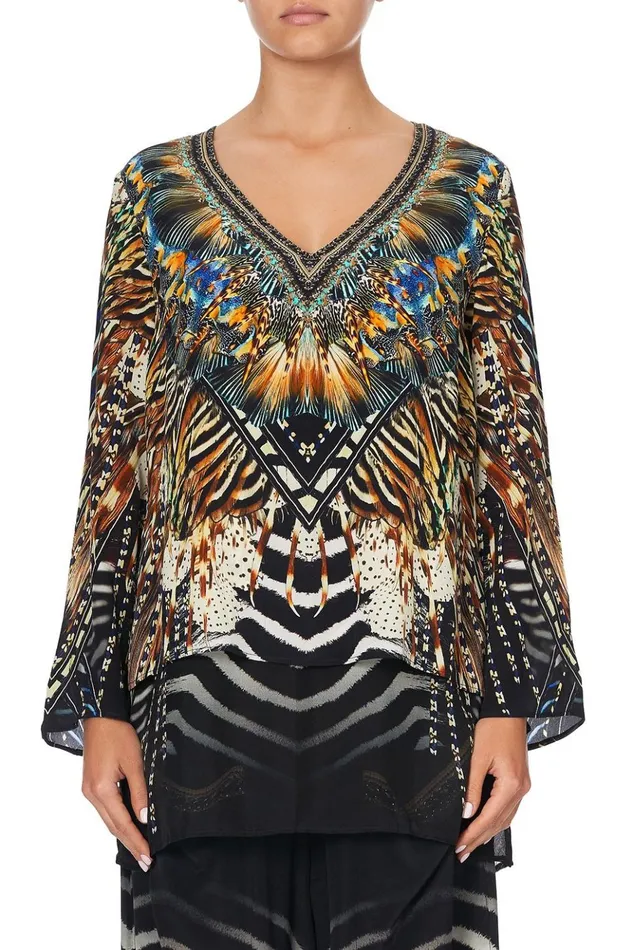 Women Tops Camilla Blouse With Side Split Underlay Lost Paradise