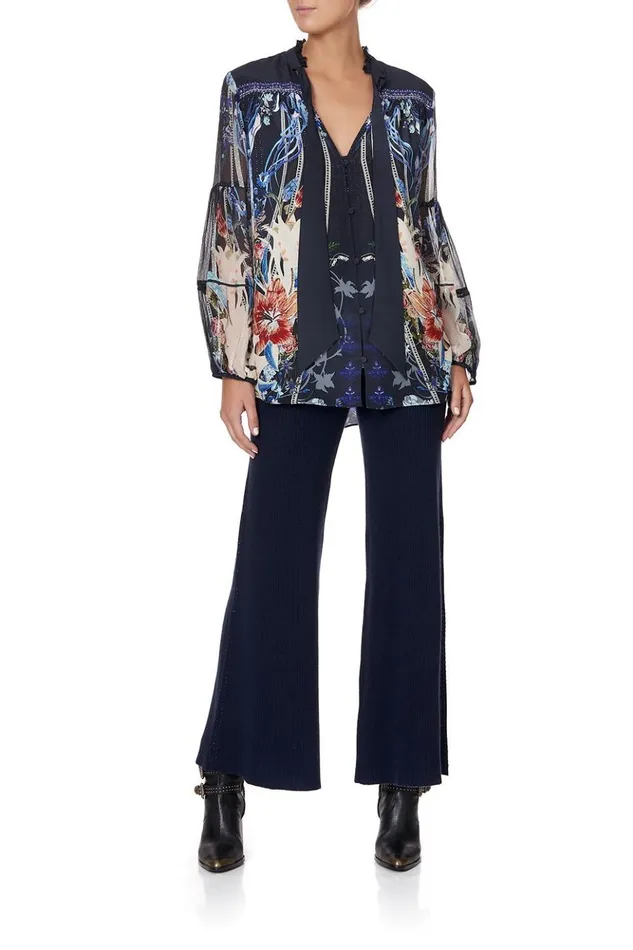 Women Tops Camilla Blouse With Yoke And Neck Tie Mare Mystique