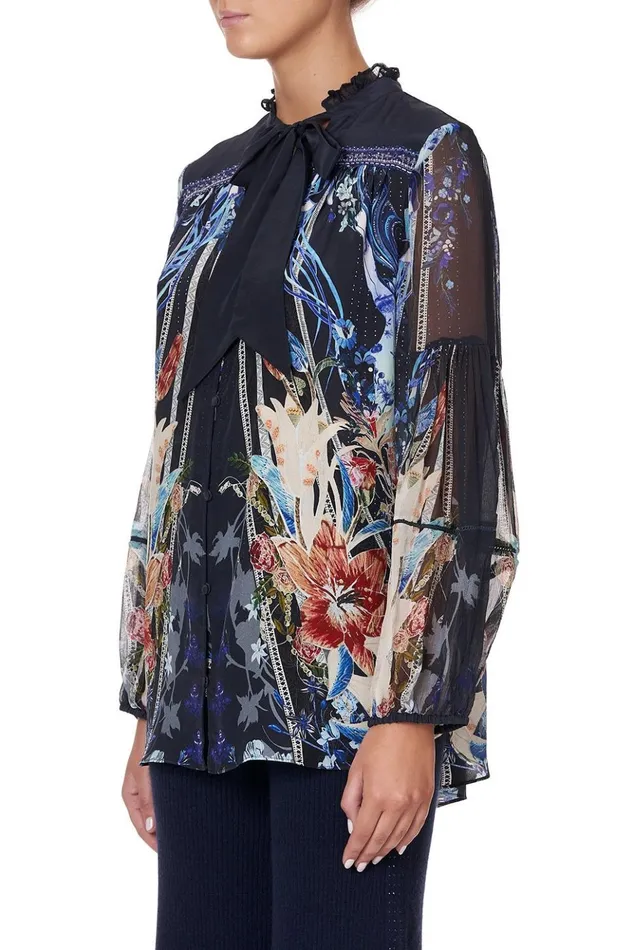 Women Tops Camilla Blouse With Yoke And Neck Tie Mare Mystique