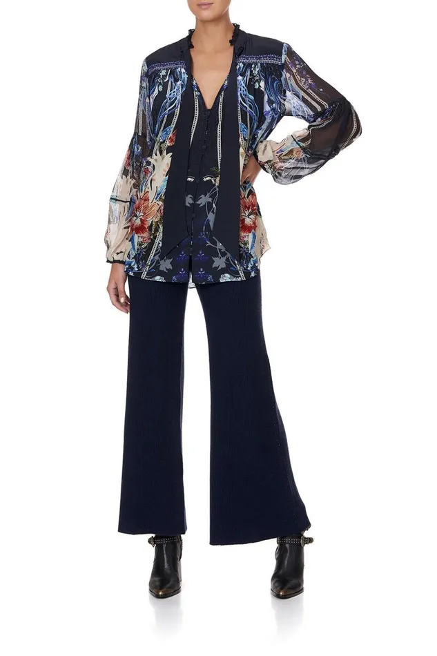 Women Tops Camilla Blouse With Yoke And Neck Tie Mare Mystique