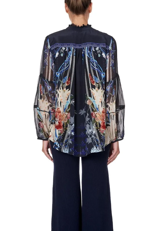 Women Tops Camilla Blouse With Yoke And Neck Tie Mare Mystique