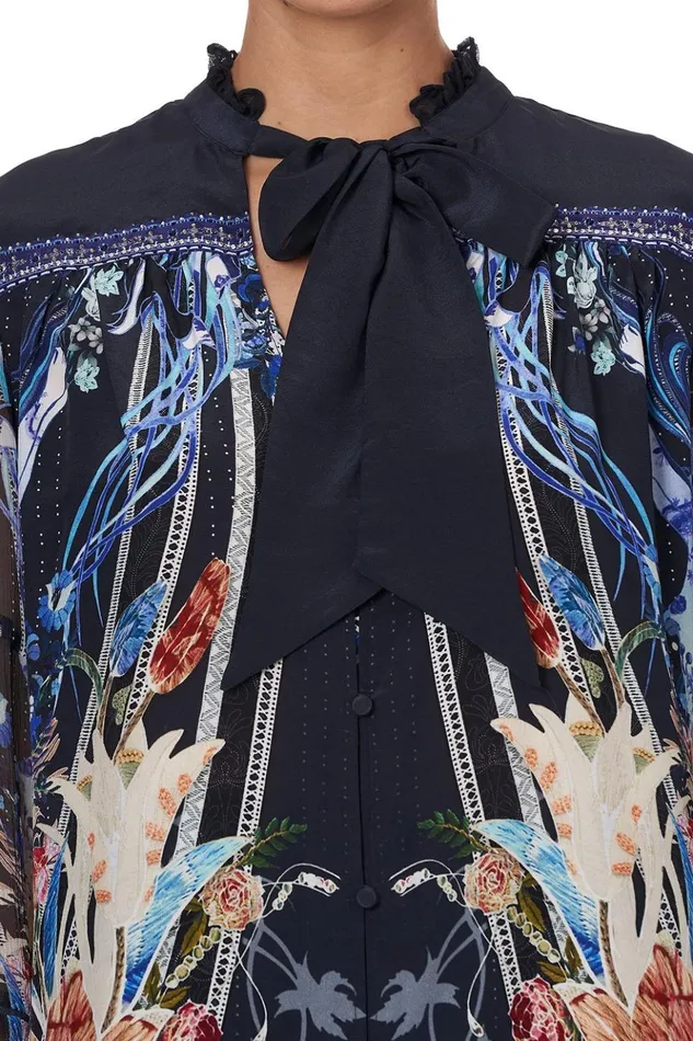 Women Tops Camilla Blouse With Yoke And Neck Tie Mare Mystique