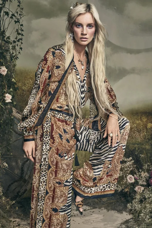 Women Tops Camilla Button Down Blouse With Necktie Wild Fire