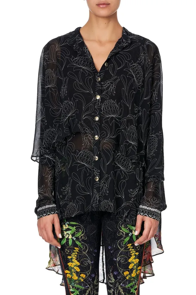 Women Tops Camilla Draped Button Front Blouse Blackheath Betty