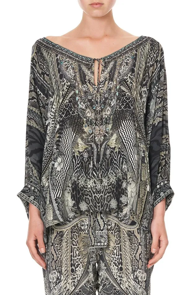 Women Tops Camilla Raglan Sleeve Blouse With Cuff One Tribe