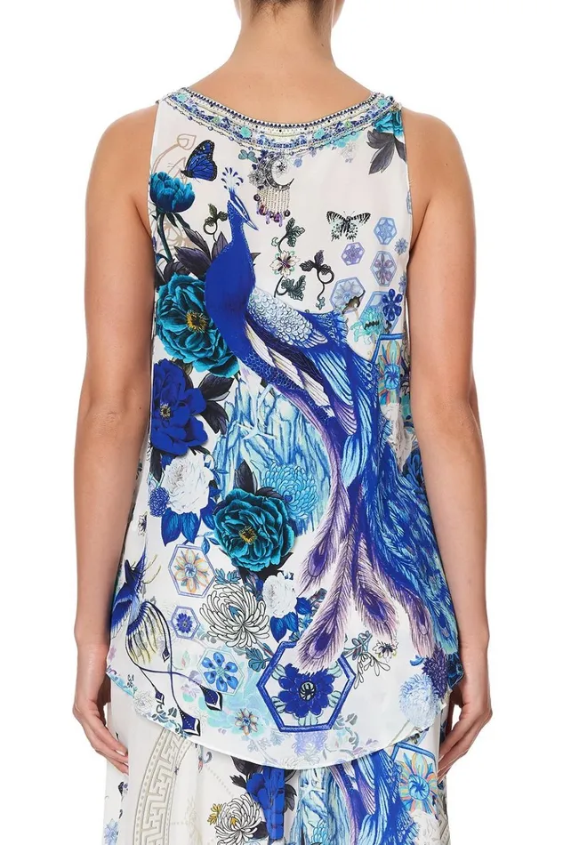 Women Tops Camilla Tank Top With Strap Bead Detail White Side Of The Moon
