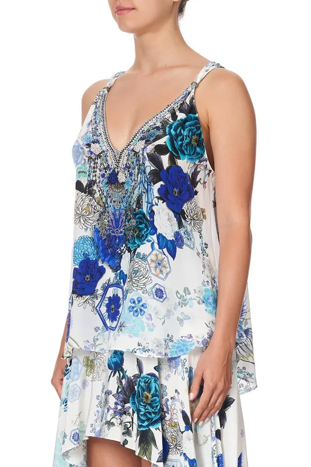 Women Tops Camilla Tank Top With Strap Bead Detail White Side Of The Moon