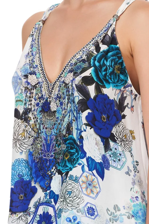Women Tops Camilla Tank Top With Strap Bead Detail White Side Of The Moon